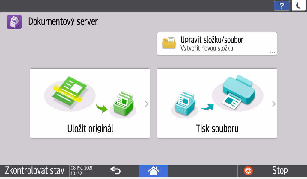 Ilustrace ovládacího panelu