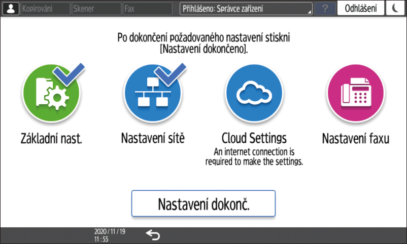 Ilustrace ovládacího panelu