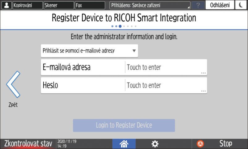 Ilustrace ovládacího panelu