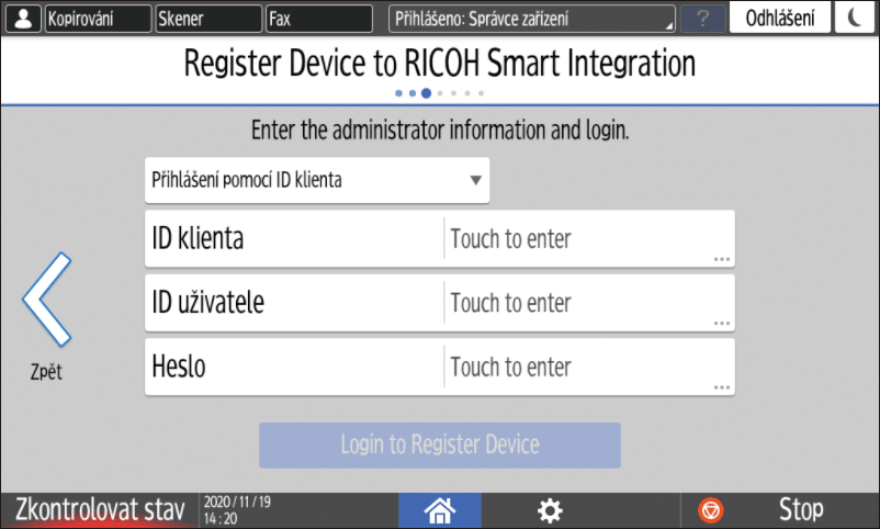 Ilustrace ovládacího panelu