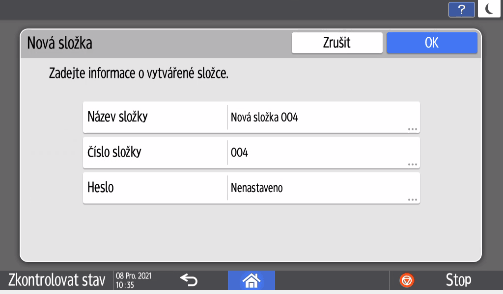 Ilustrace ovládacího panelu
