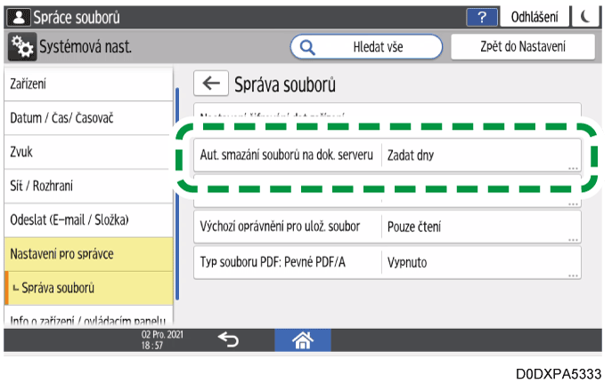 Ilustrace ovládacího panelu