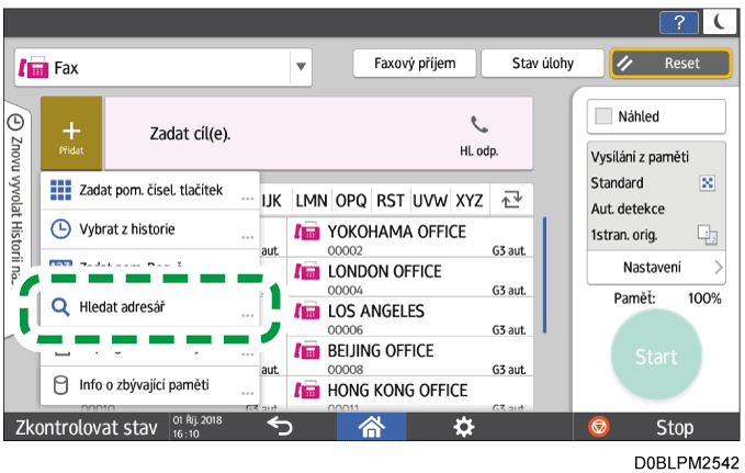 Ilustrace ovládacího panelu