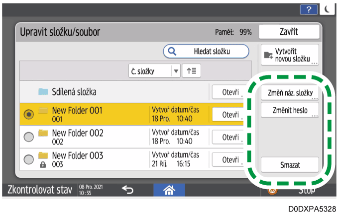 Ilustrace ovládacího panelu