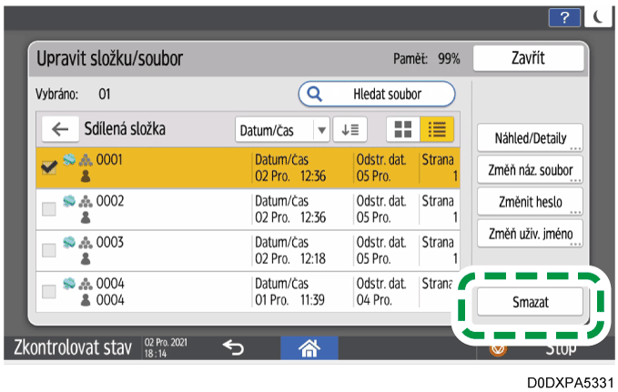 Ilustrace ovládacího panelu