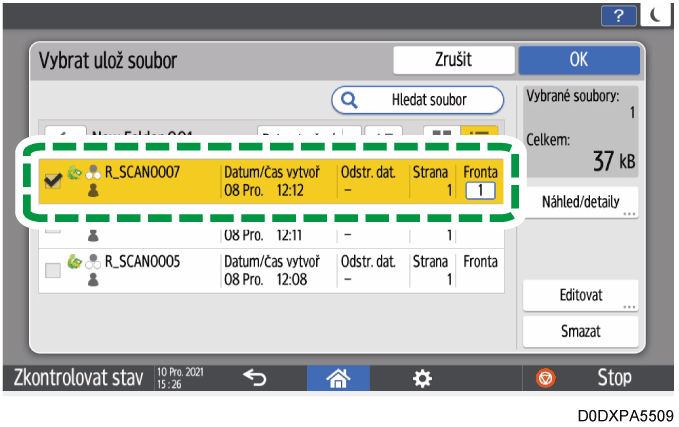 Ilustrace ovládacího panelu