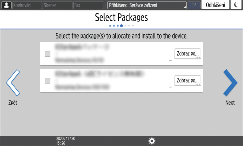 Ilustrace ovládacího panelu