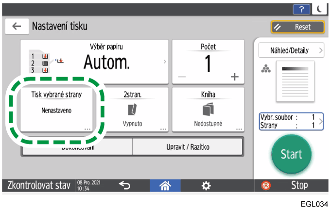 Ilustrace ovládacího panelu