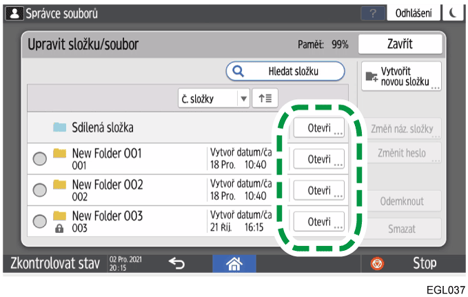 Ilustrace ovládacího panelu