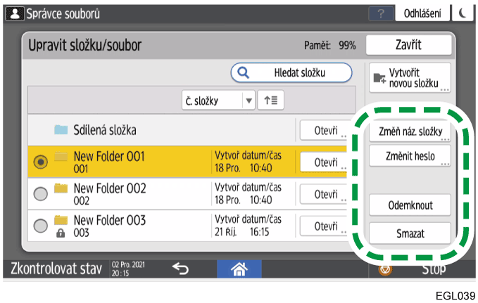 Ilustrace ovládacího panelu