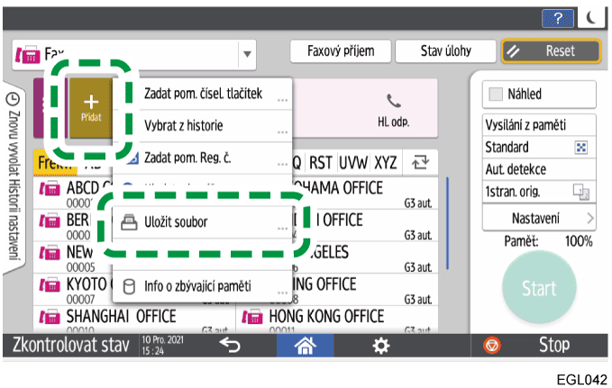 Ilustrace ovládacího panelu