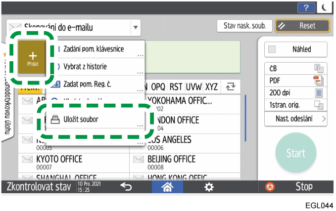 Ilustrace ovládacího panelu