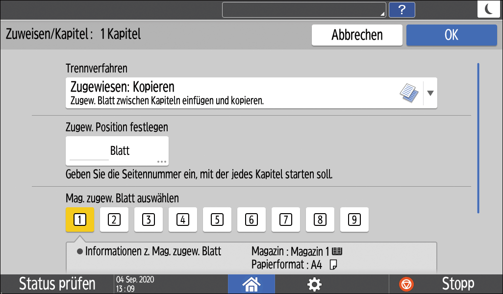 Abbildung Bedienfeld-Display