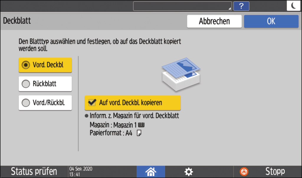 Abbildung Bedienfeld-Display