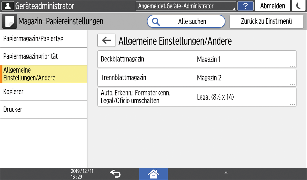 Abbildung Bedienfeld-Display