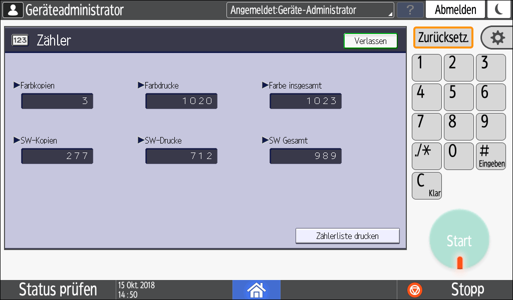 Abbildung Bedienfeld-Display