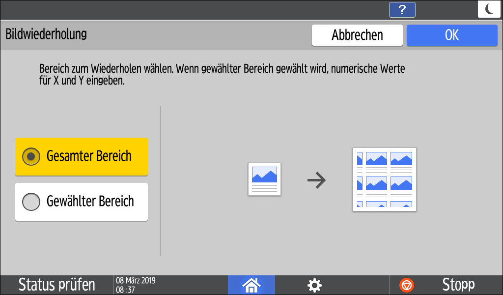 Abbildung Bedienfeld-Display