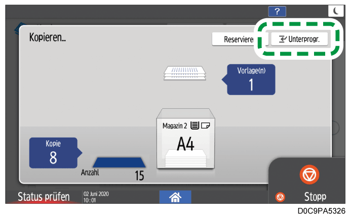 Abbildung Bedienfeld-Display