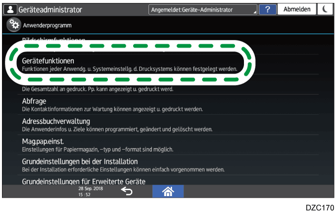 Abbildung Bedienfeld-Display