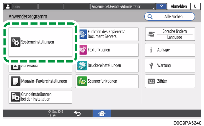 Abbildung Bedienfeld-Display