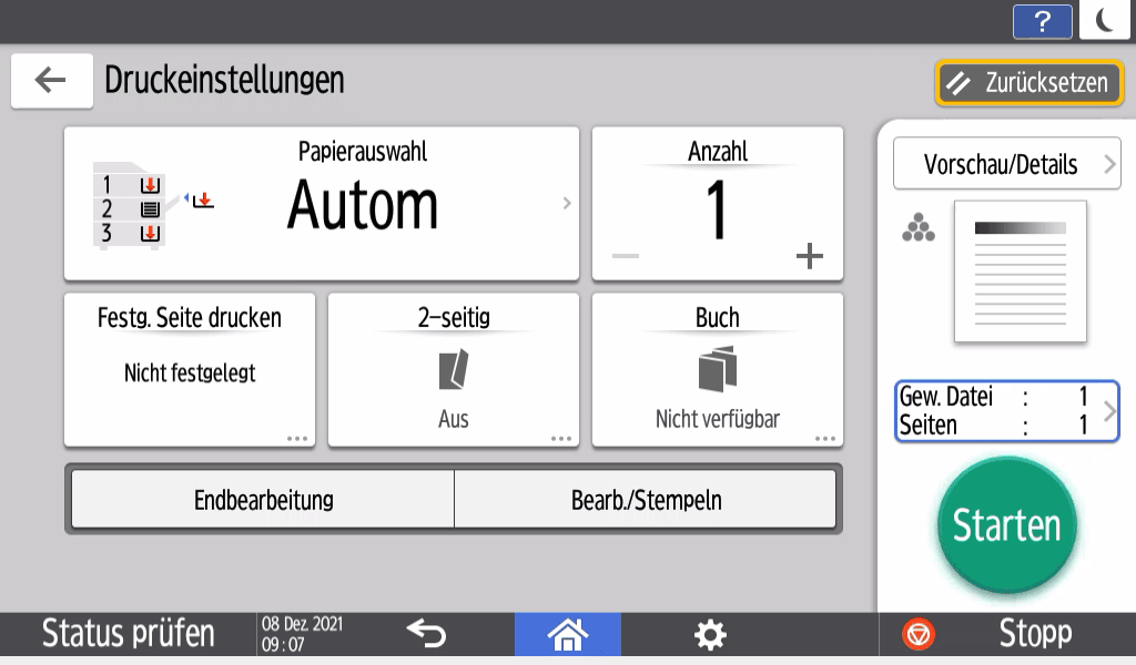 Abbildung Bedienfeld-Display