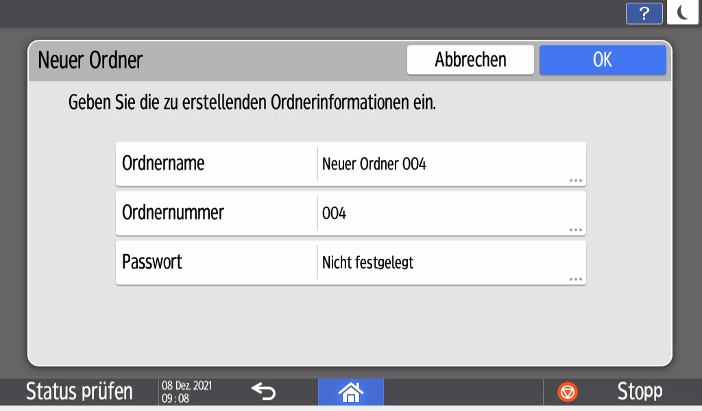 Abbildung Bedienfeld-Display