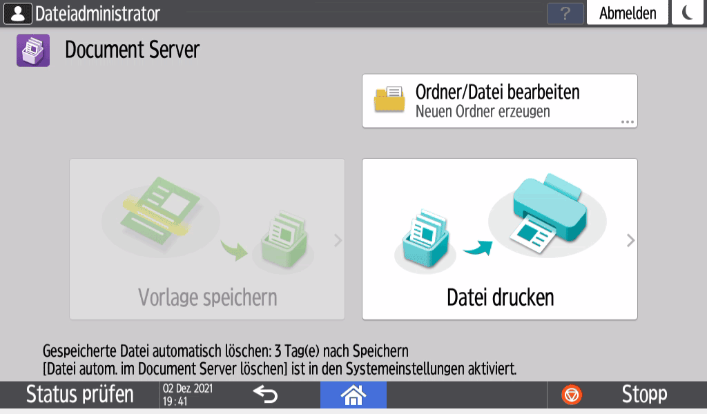 Abbildung Bedienfeld-Display