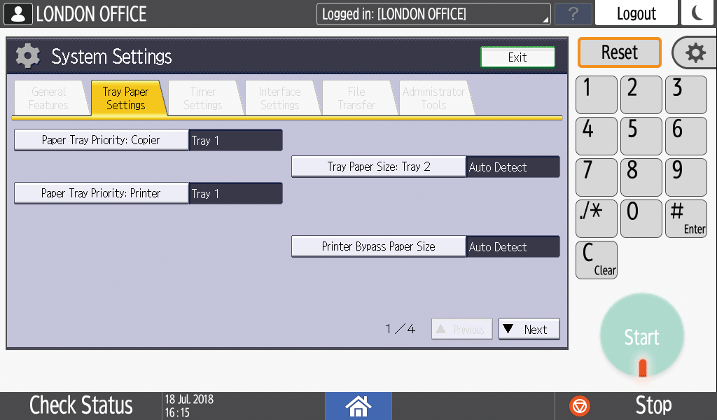 Εικόνα οθόνης πίνακα χειρισμού