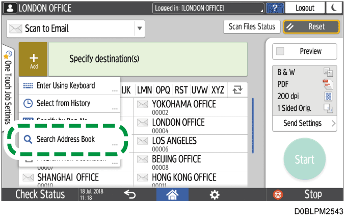 Operation panel screen illustration