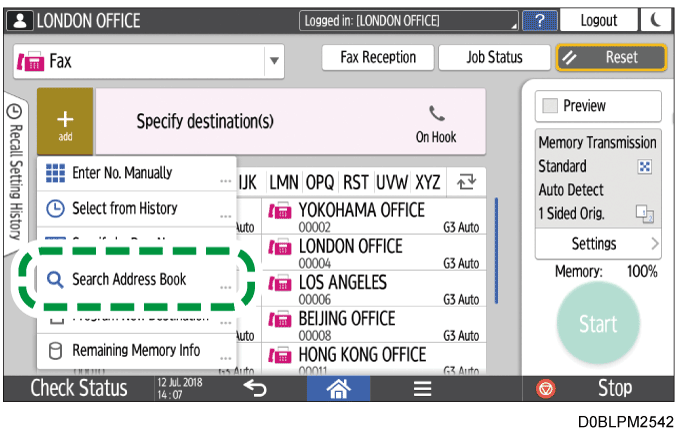 Operation panel screen illustration