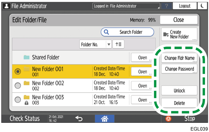 Operation panel screen illustration
