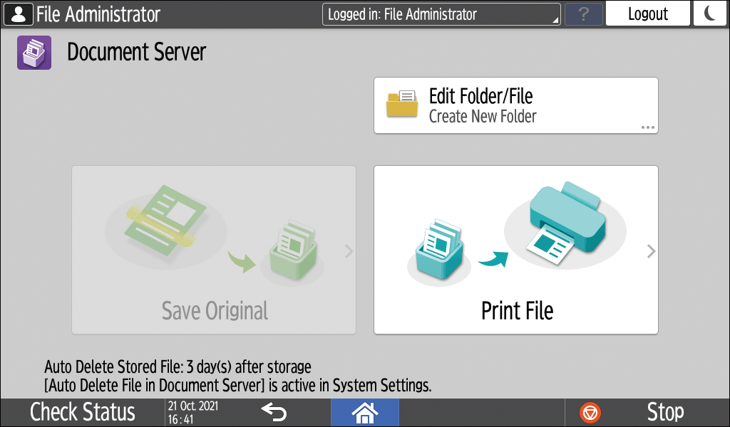 Operation panel screen illustration