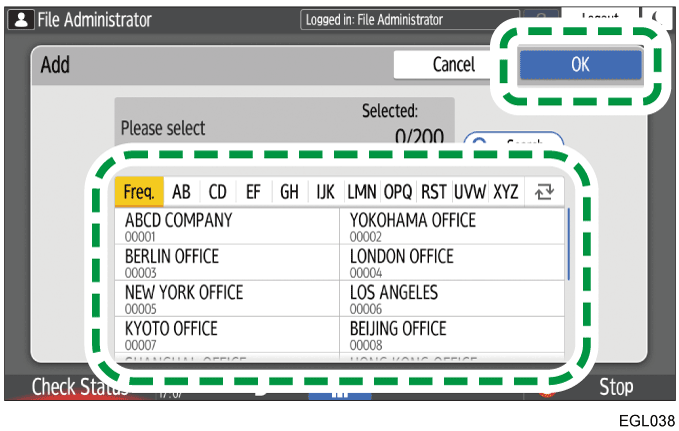 Operation panel screen illustration