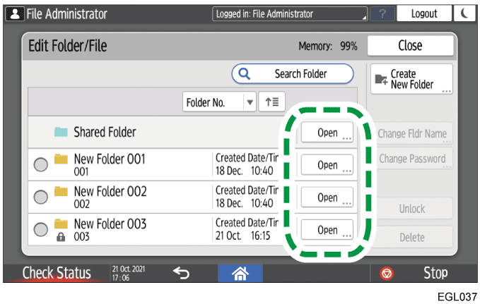 Operation panel screen illustration