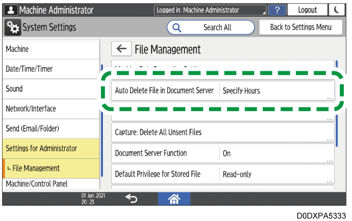 Operation panel screen illustration