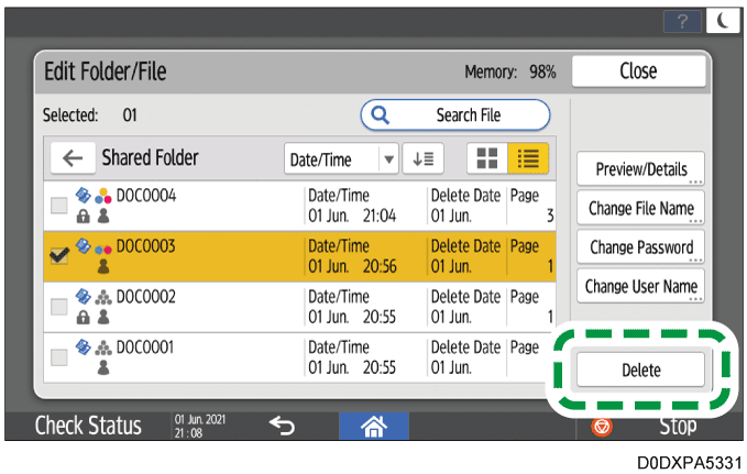 Operation panel screen illustration