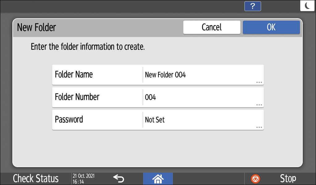 Operation panel screen illustration