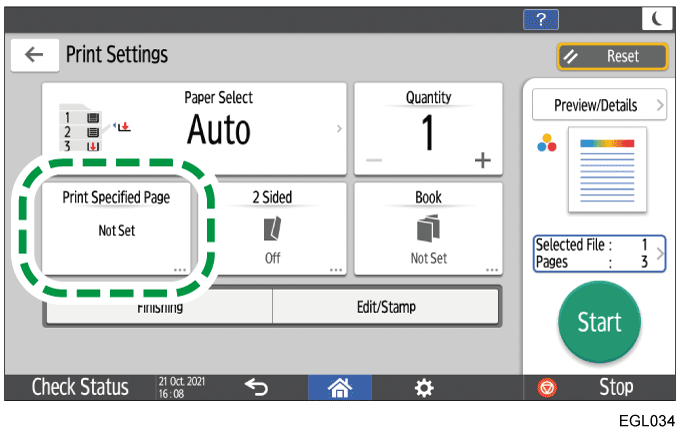Operation panel screen illustration
