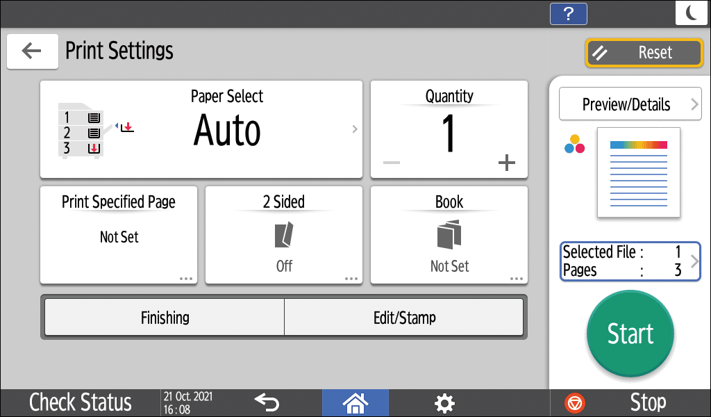 Operation panel screen illustration