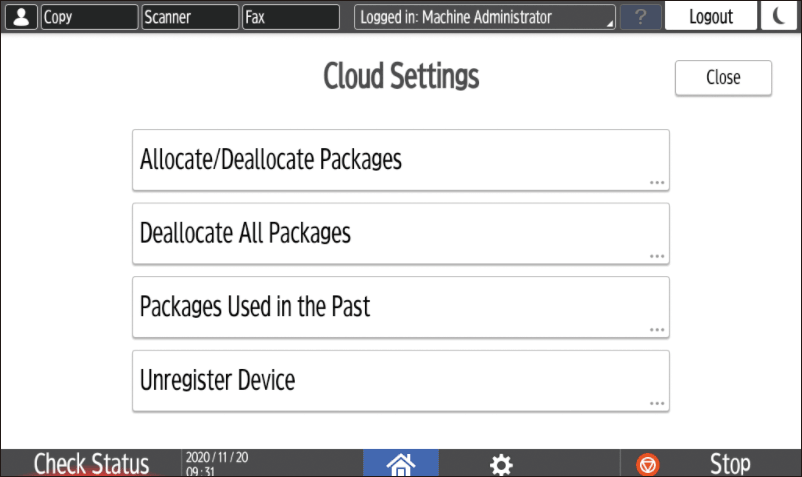 Operation panel screen illustration