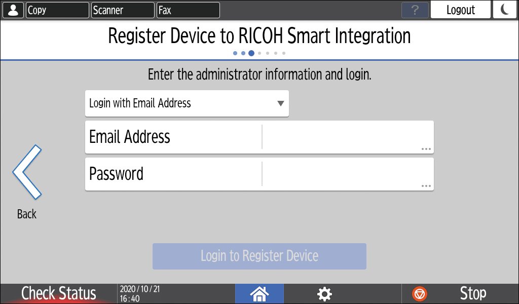 Operation panel screen illustration