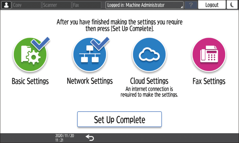 Operation panel screen illustration