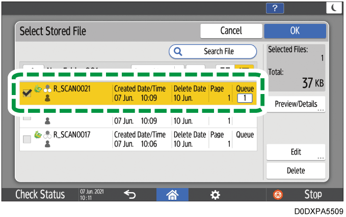 Operation panel screen illustration