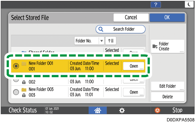 Operation panel screen illustration