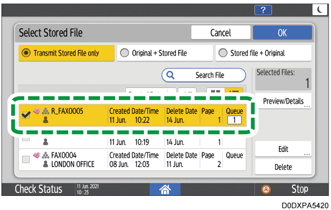 Operation panel screen illustration