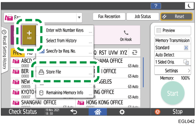 Operation panel screen illustration