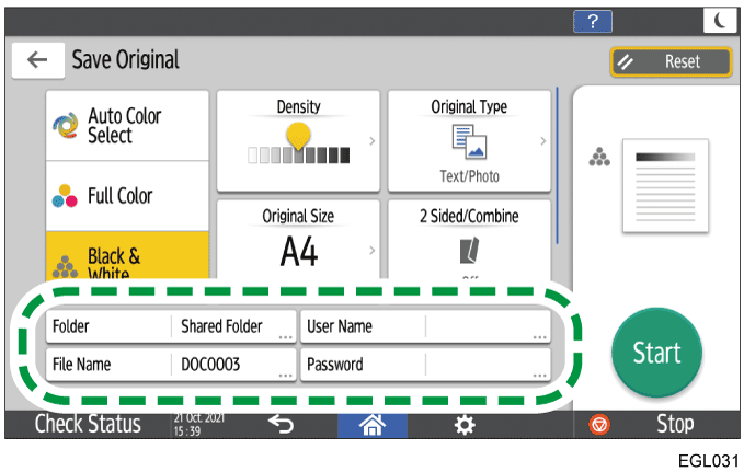 Operation panel screen illustration