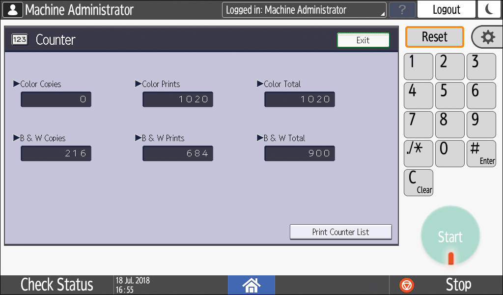 Operation panel screen illustration