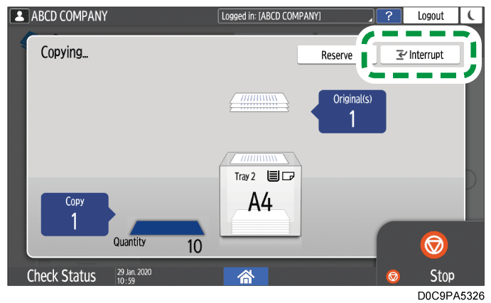 Operation panel screen illustration