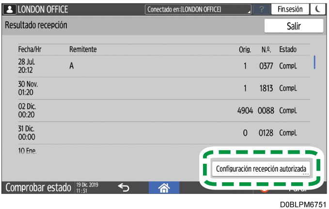 Ilustración de la pantalla del panel de mandos